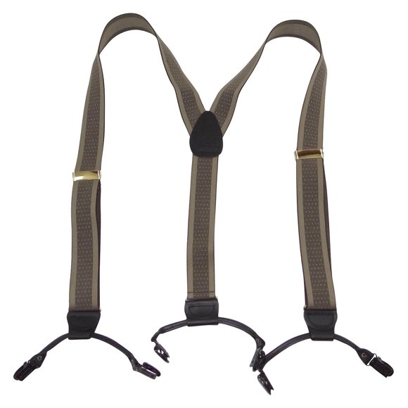 Hold-Up Suspender Company Jacquard Series Taupe suspenders for Men in the Double-Up style with the USA patented No-Slip clips