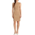 thumbnail image 1 of Vestido de mujer sin mangas de corte ajustado Inspire Chic, con cuello barco, vestido para el trabajo, color caqui, talla XL, 1 of 6