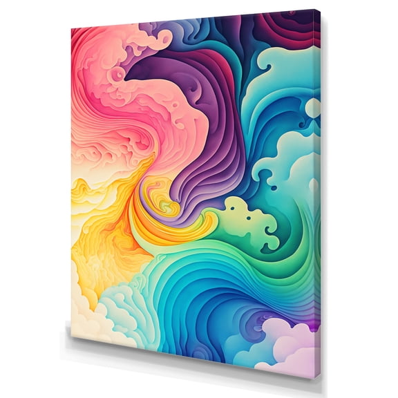 Designart Multicolor Swirly Clouds IV Canvas Wall Art