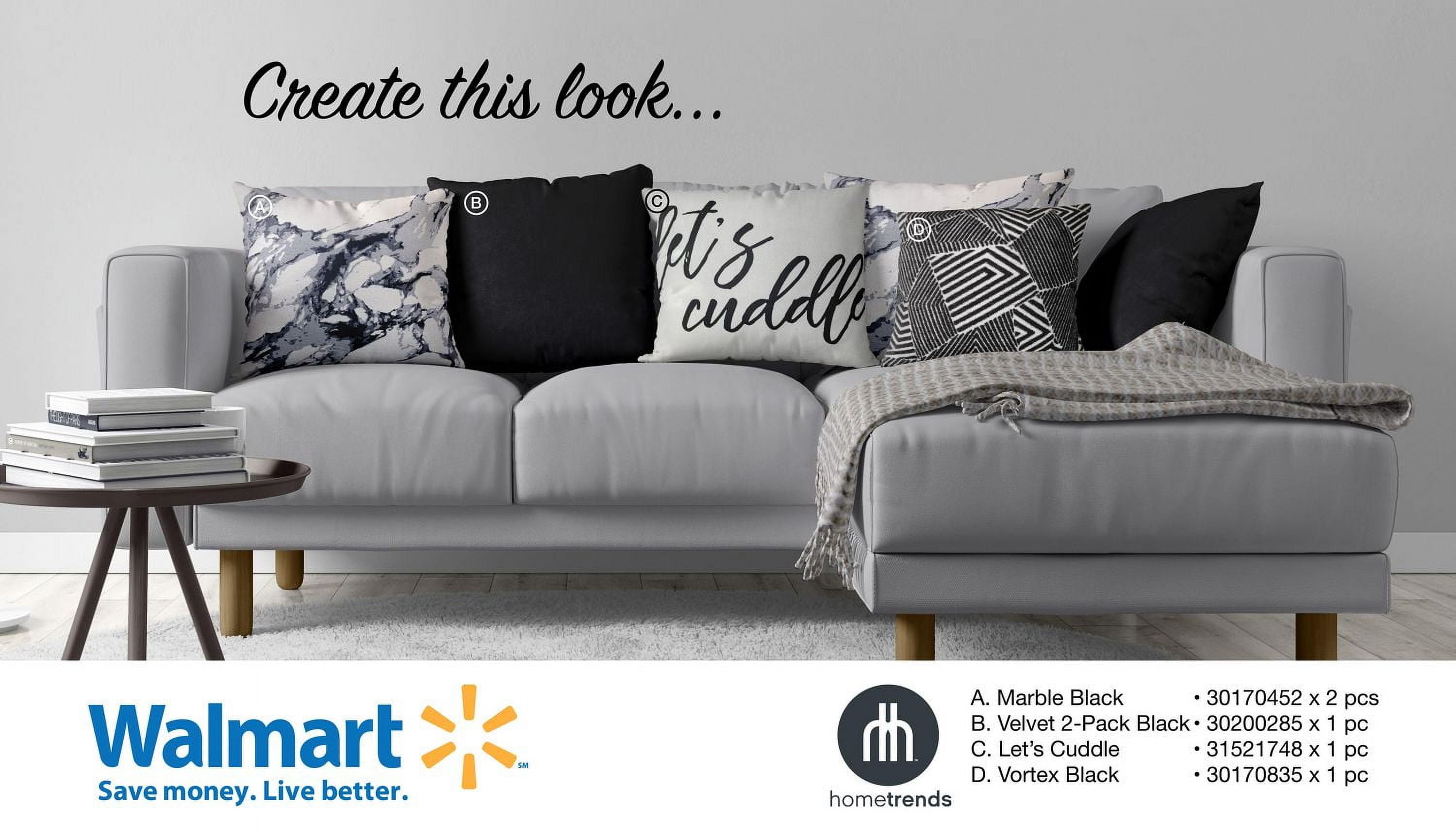 hometrends Vortex Black Decorative Pillow