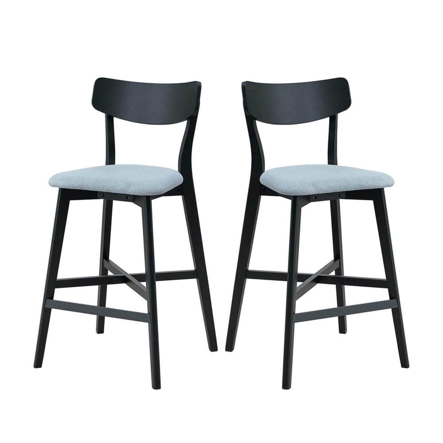 Demi Bonn 41" Counter Height Bar Stools Set of 2, Soft Upholstered Barstools with Back, Kitchen Island Countertop Chairs for Dining Room, Black