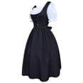 thumbnail image 4 of - Ensemble de Robe Midi Dirndl Blanche pour Femmes à Manches Courtes, Robe de Scène de Festival avec Perles, Rockabilly, Oktoberfest, Bal, 4 of 7
