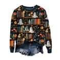 thumbnail image 2 of Tricot Livre de Lecture pour Femmes Halloween Mignon Automne Col Rond Sans Capuche, 2 of 3