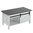 thumbnail image 2 of Ktaxon Farmhouse Coffee Table with Lift Top, 36" Antique Coffee Table with Storage Sliding Bar Door Television Cabinet for Small Space, Ash Gray & White, 2 of 7