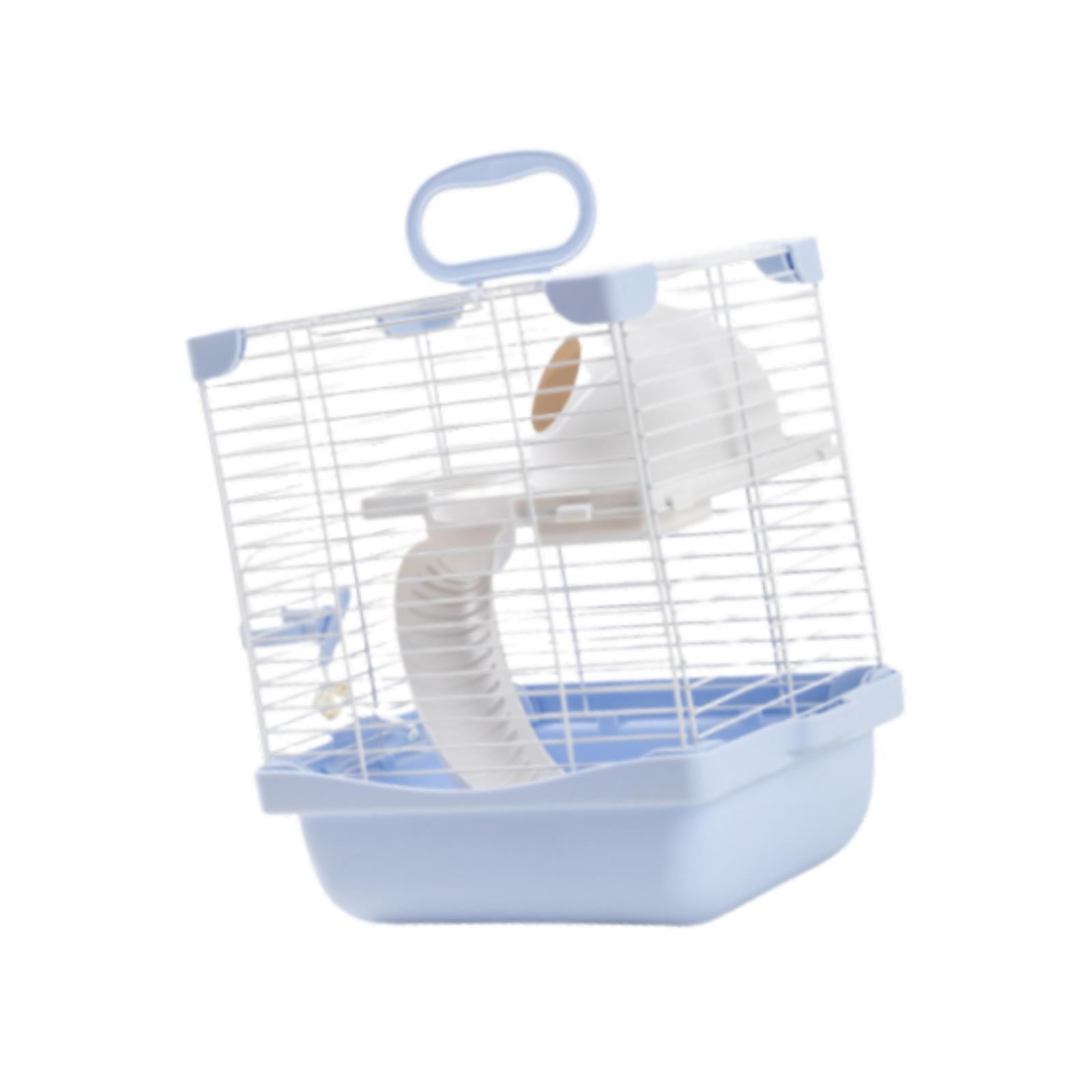 EHJRE 2 Tiers Hamster Cage Enclosure Portable for Mouse Rat with Water Bottle, Food Bowl High Chassis Design Versatile 7.4x9x11inch Blue