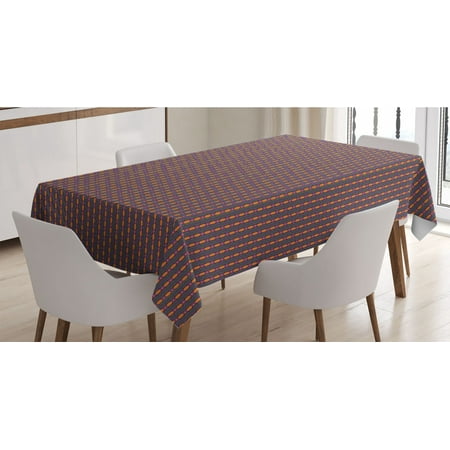 

East Tablecloth Vertical Stripes and Lattice Tile from Prehistoric Cultures Rectangle Satin Table Cover Accent for Dining Room and Kitchen 60 X 90 Multicolor by Ambesonne