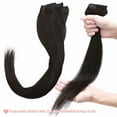 thumbnail image 4 of Benehair Clip in Human Hair Extensions Full Head 100% Remy Real Hair 8pcs Black Straight For Women 8"-24", 4 of 12