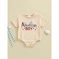 thumbnail image 2 of Nygoyerh Baby Boys 4th of July T-shirt Romper Short Sleeve Letter Star Embroidery Jumpsuit Newborn Infant Summer Casual Bodysuit for Independence Day 3M 6M 12M 18M, 2 of 9