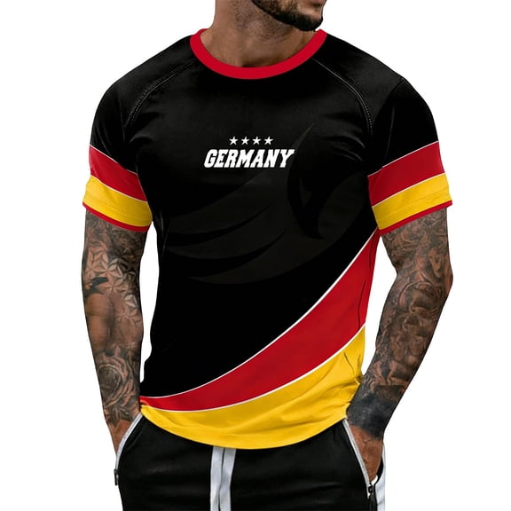 YANGXINX Mens Graphic Tees 2026 Football Themed Germany Short Sleeve Round Neck T-Shirts Stylish Game Day Classic Tops for Fans