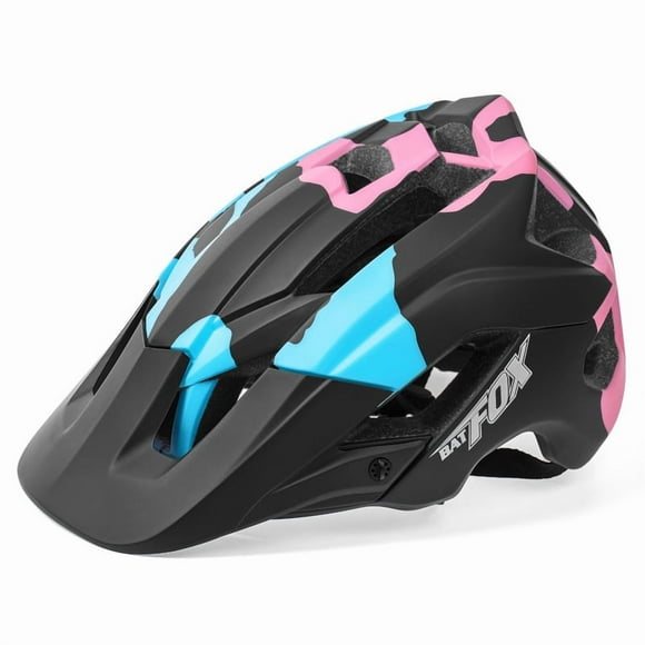 BATFOX Unisex Multi-Sport Safety Helmet for Cycling, Skateboarding & Mountain Biking - PC+EPS Material, Custom Branding Option - Black/Pink (JC006-111-2) with Black Visor (MY04-A2), Size L - Ideal