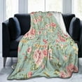 thumbnail image 2 of Classic Floral Blanket Gifts for Girls Woomen for Living Room Bedding Couch Soft Warm Lightweight Cozy Vintage Green Flower Throw Blankets Birthday Farmhouse Decor 50x60in, 2 of 6