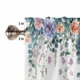thumbnail image 5 of Retro Eucalyptus Kitchen Curtains and Valances Set, Leaf Flower Butterfly Watercolor Plant Rod Pocket Window Valance 18 Inch Window Curtain Panels for Living Room Bedroom Laundry, 27.5x24in, 3 Pieces, 5 of 7