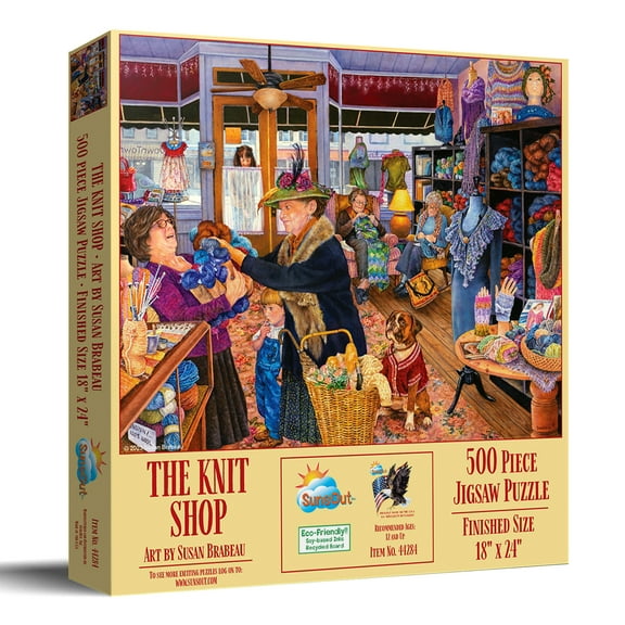 SUNSOUT INC - The Knit Shop - 500 pc Jigsaw Puzzle by Artist: Susan Brabeau - MPN # 44284