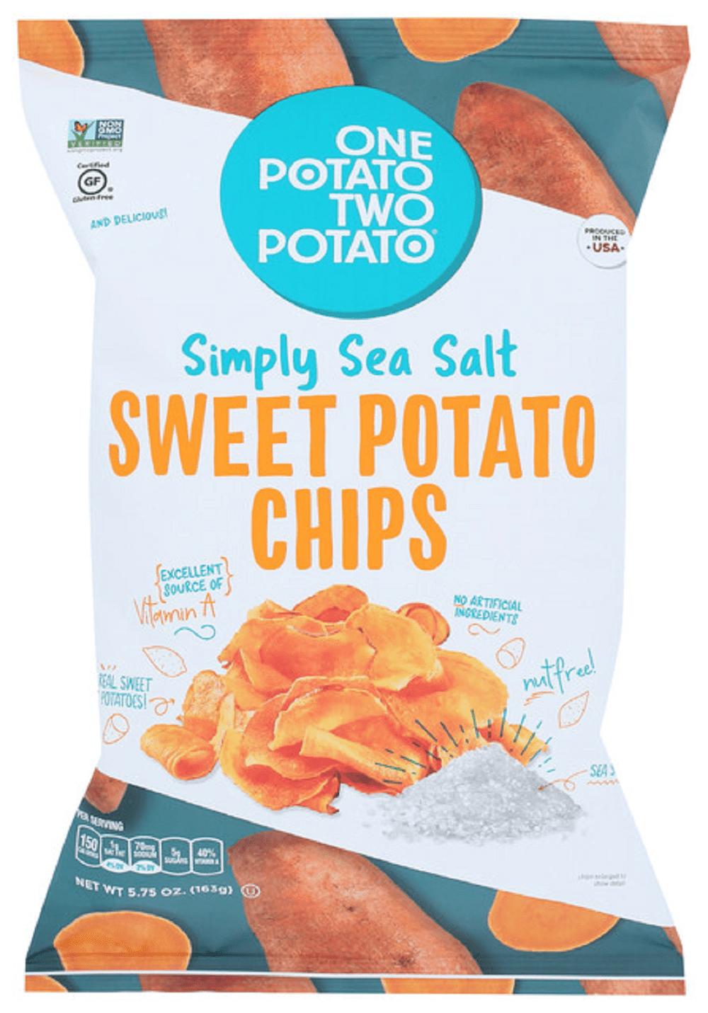 (12 Pack)One Potato Two Potato Simply Sea Salt Sweet Potato Chips Gluten Free, 5.75oz