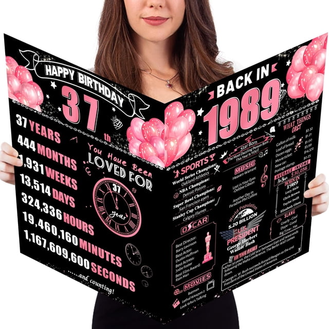 Tarjeta de cumpleaños gigante FOBELEC 37 con sobre, diseño retro