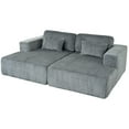 thumbnail image 4 of Double Sofa Bed Corduroy Couch with 2 Pillows, Split Design, Convertible Sleeper Sofa for Living Room, Apartment, Office, Grey, 2-Seater, 86.6"x65"x30.7", No Assembly Needed, 4 of 11