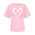 thumbnail image 2 of Pisexur Hauts pour Femmes T-Shirt Graphique de la Saint-Valentin - Col Rond Manches Courtes Imprimé Rose,G, 2 of 5