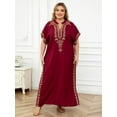 thumbnail image 2 of Moroccan Embroidered Kaftan Abaya Dresses for Women Batwing Sleeve Caftan Loungewear Maxi Beach Tunic Plus Size Africa Robe Casual Summer Outfis, 2 of 9