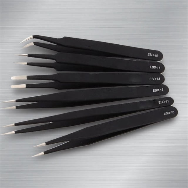 Pinzas de acero inoxidable con forma de nido de pájaro, pinzas para el pelo, pinzas para uñas, pinzas para pestañas postizas, pinzas antiestáticas ESD-15