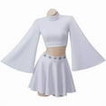 thumbnail image 3 of Womens Princess Leia Style White Crop Top Skirt Set Elegant Outfit, 3 of 7