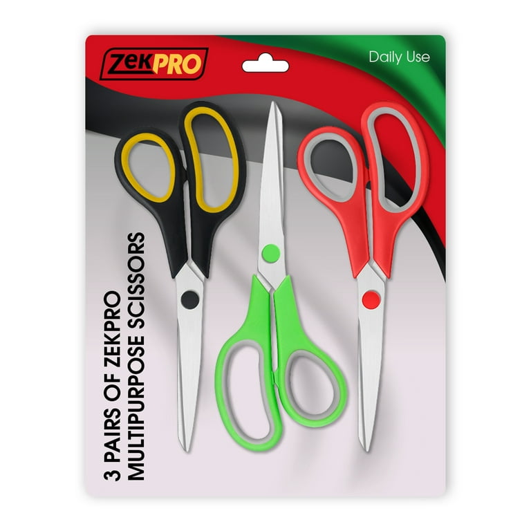 ZekPro 3 Pack Scissors 8 Craft Scissors All Purpose, Heavy Duty