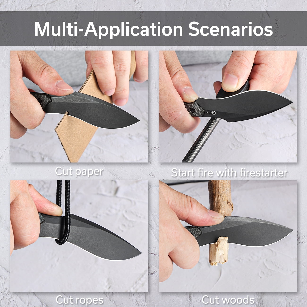 CIVIVI Vaquita II Mini Kuri Knife with a Kydex sheath and a Chain C047C-3