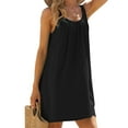thumbnail image 3 of Douhoow Women Short Beach Dress Solid Color Sleeveless U Neck Mini Dresses Beachwear, 3 of 8