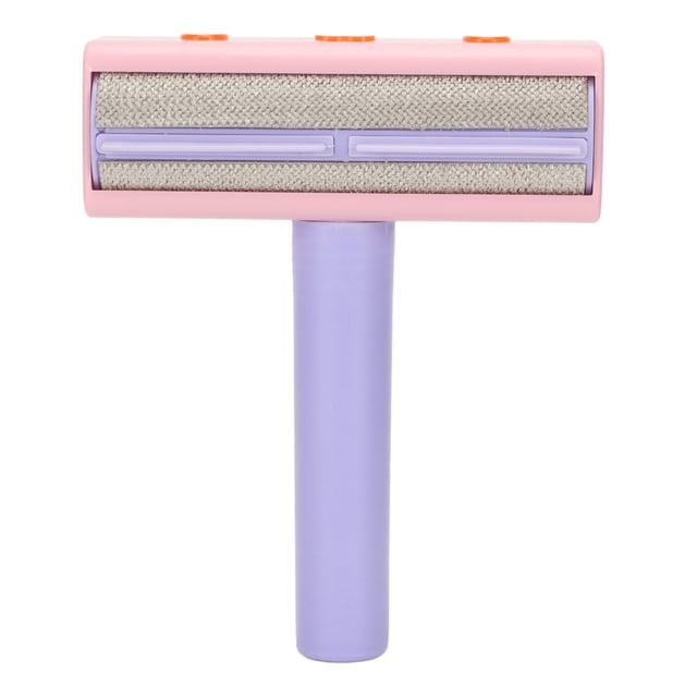 Removedor de pelo para mascotas, removedor de pelusa de 2 vías, removedor de pelusa para perros y gatos con mango para herramienta de eliminación de pieles de animales, color morado y rosa