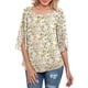 thumbnail image 2 of Camisa de blusa de gasa para mujer,Top de cuello redondo para mujer Top de gasa de media manga Camiseta de gasa informal de alta capacidad, 2 of 5