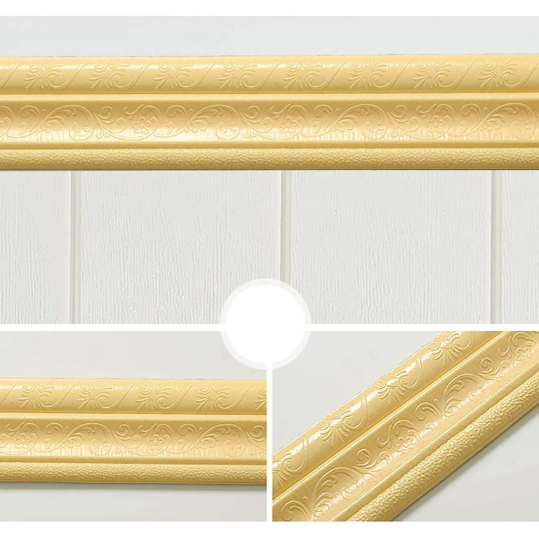 Gold Molding Trim Peel and Stick Flexible Mirror Border Design Wall Ceiling Floor Cabinet Tile Edge Moulding 5M x 1cm at MechanicSurplus.com T279
