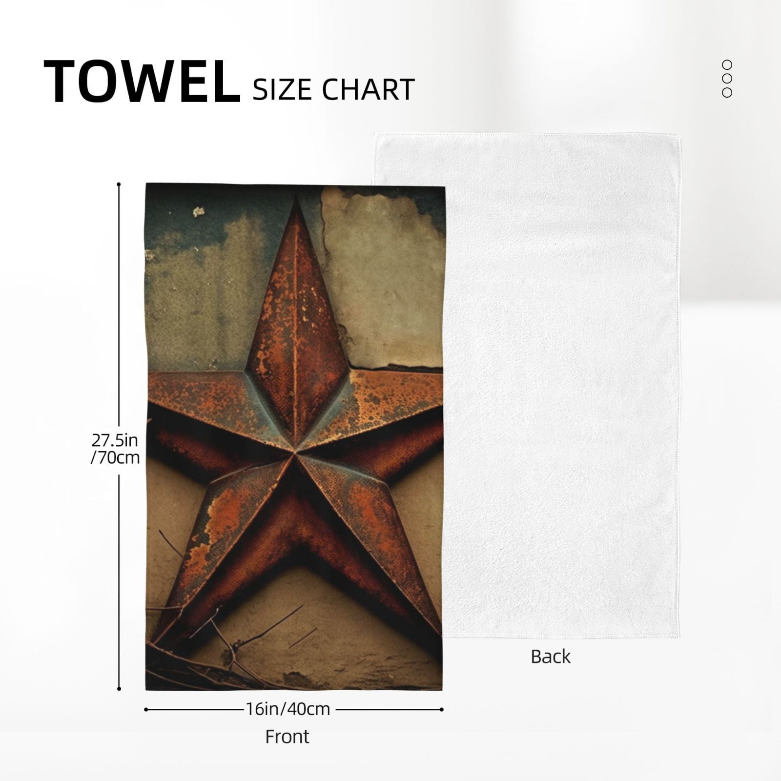 Rusty Stars Primitive Country Rustic Vintage 27.5" x 16" Ultra Soft Hand Towel, Face Wash Cloth for Bathroom, Gym, Travel, Pool
