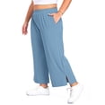 thumbnail image 2 of Gleelist Women's Plus Size Wide Leg Pants Lightweight Casual High Waist Side Slit Flowy Lounge Trouser With Pockets XL-5XL, 2 of 5