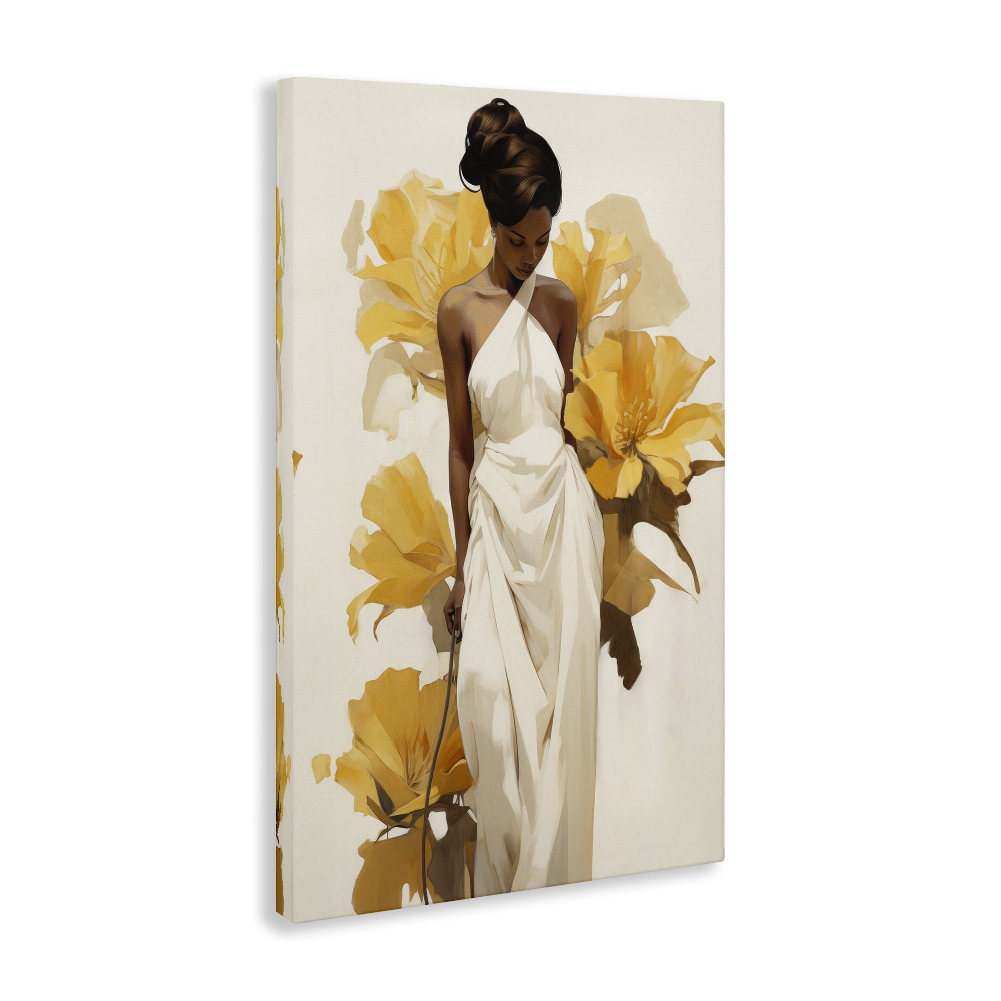 Stupell Industries Elegant Woman with Flowers People Painting Wrapped Canvas Art Print Wall Art, 24 x 36