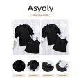 thumbnail image 3 of Asyoly Womens Lace Tops Casual Crochet Puff Short Sleeve Mock Neck Blouses Solid Color Shirts with Separable Cami, 3 of 7