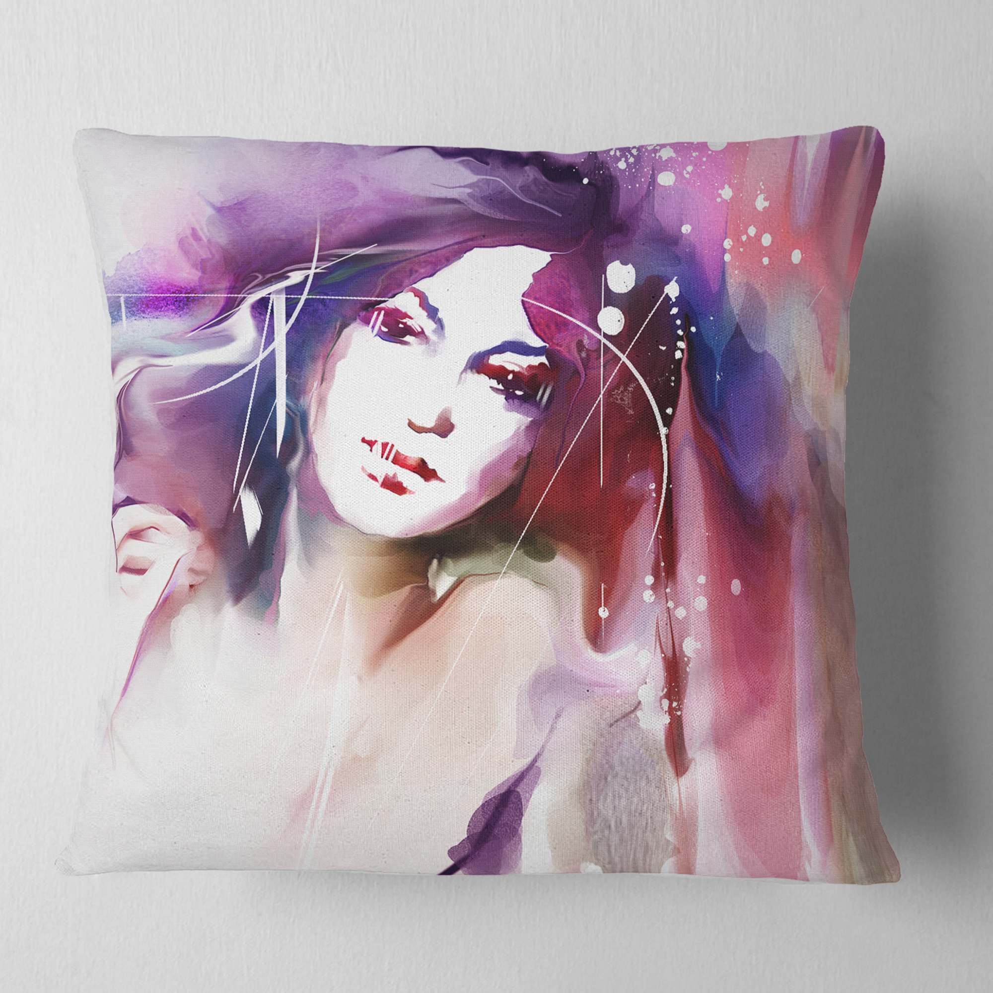 Designart Woman with Wreath - Portrait Contemporary Throw Pillow - 18x18