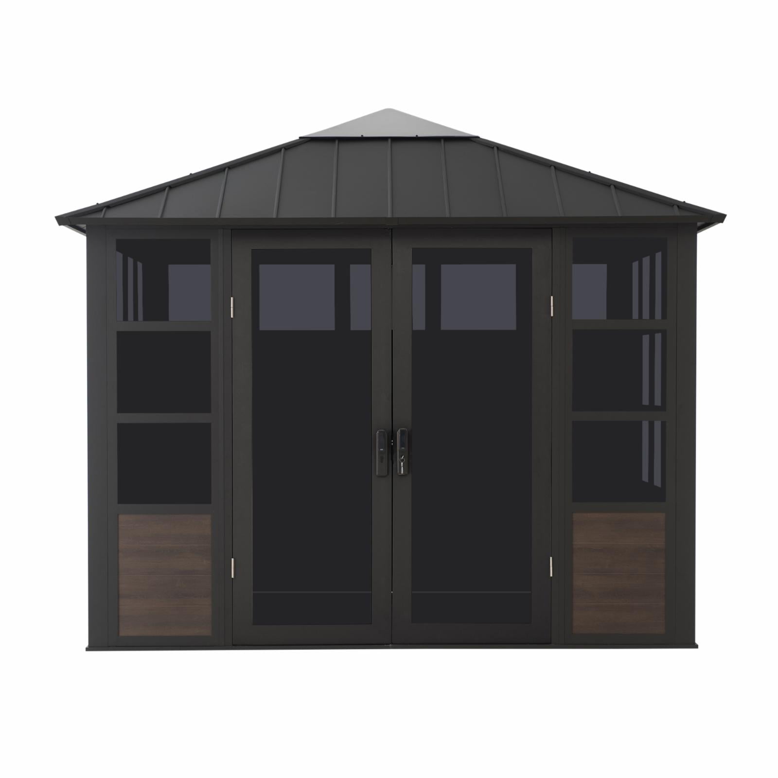 Sunjoy SummerCove Outdoor Sunroom 11 ft. x 11 ft. Black Hardtop Gazebo