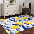 thumbnail image 3 of Summer Lemon Runner Rug 2.7x5 FT, Non Slip Entryway Carpet, Watercolor Yellow Blue Garden Floral Washable Soft Floor Carpet Entrance Mat Non-Shedding Throw Rug for Hallway Laundry Room Bedside, 3 of 9