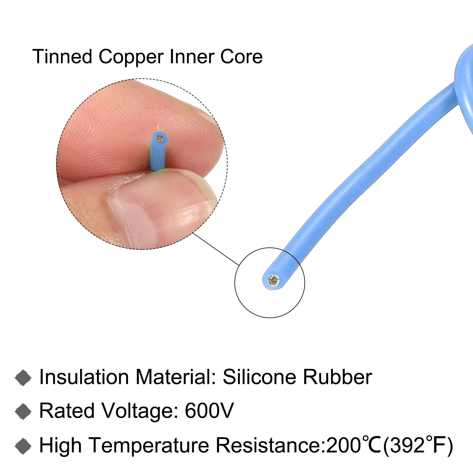 Silicone Wire 20 AWG Blue Spool 30m Electrical Tinned Copper Wire for Car Model Manipulator
