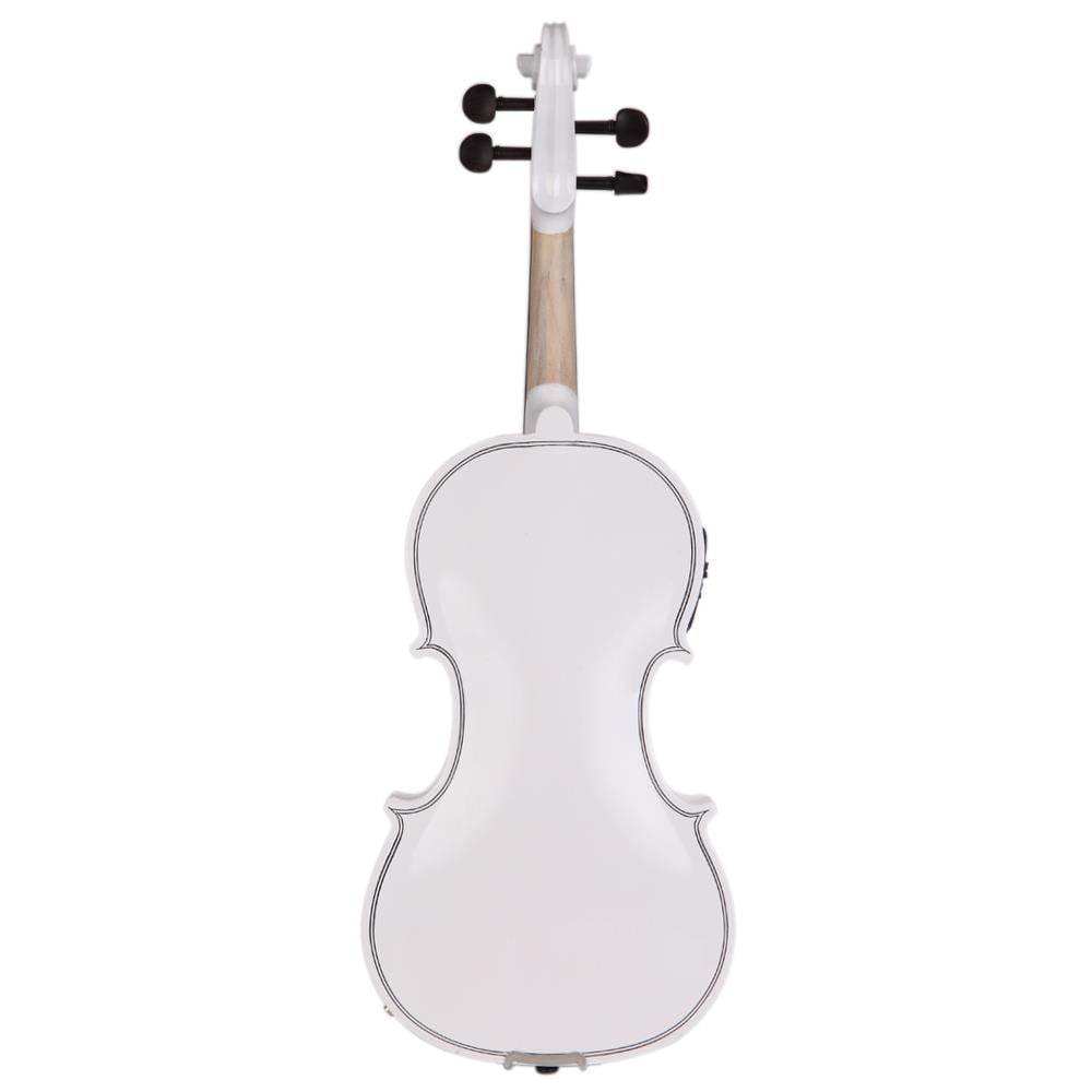Glarry 4/4 Solid Wood EQ Violin Case Bow Violin Strings Shoulder Rest Electronic Tuner Connecting Wire Cloth White