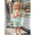 thumbnail image 5 of BemeyourBBs Toddler Baby Girl Summer Clothes Cute Infan Baby Girls Summer 2 Piece Outfit 6 12 18 24 Months 2 3 4 Years Strap Tie-up Striped Layered Camisole TankTop with Shorts Set, 5 of 9