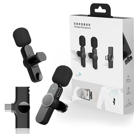 1 Transmitter+2 Receiver Plug-Play Wireless Lavalier Microphone Mini Lapel Wireless Mic for Recording YouTube Facebook Live Stream Vlog Noise Reduction NO APP or Bluetooth Needed (Type-C Port) price history on PriceWatchPro