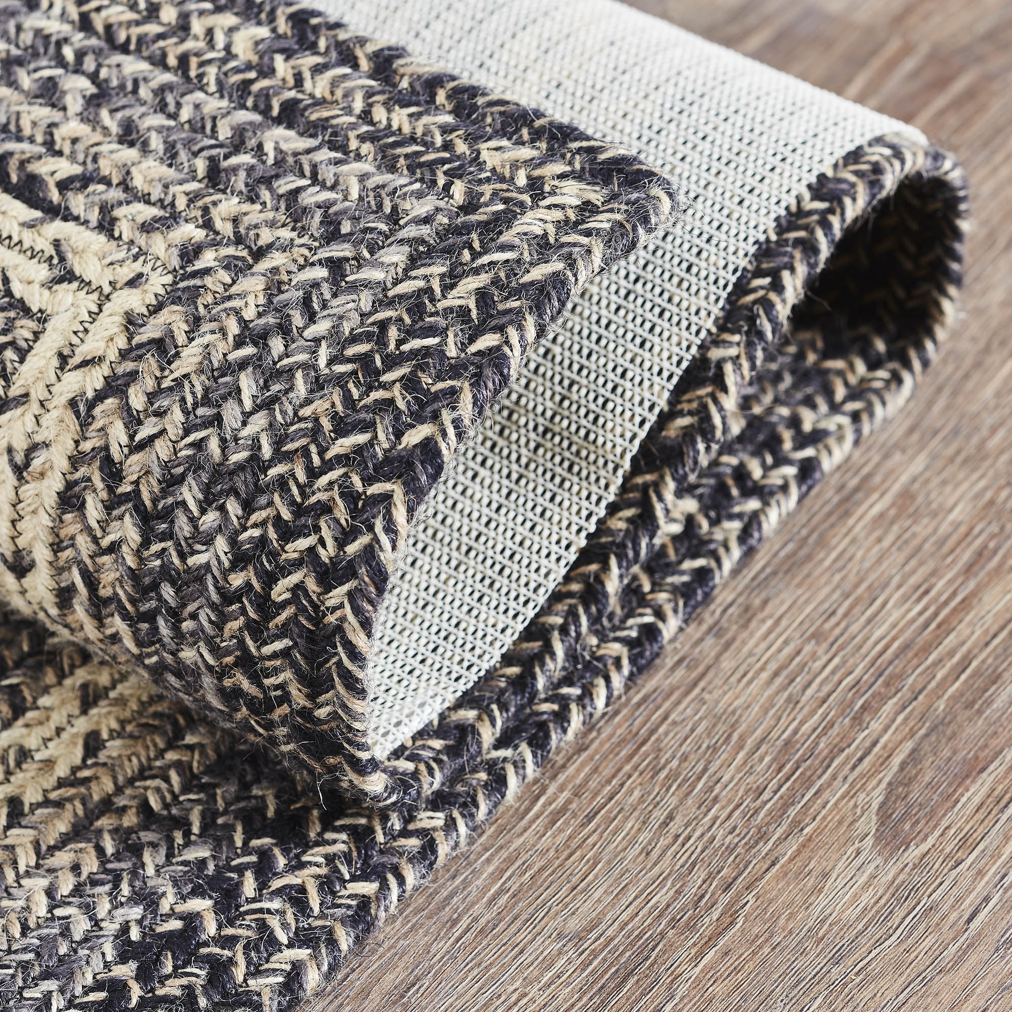VHC Brands Sawyer Mill Black White Jute Rug Rect w/Pad 24x36