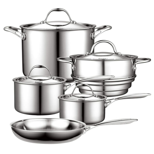 Cooks Standard Juego de utensilios de cocina de acero inoxidable revestido de varias capas, 9 piezas, plateado