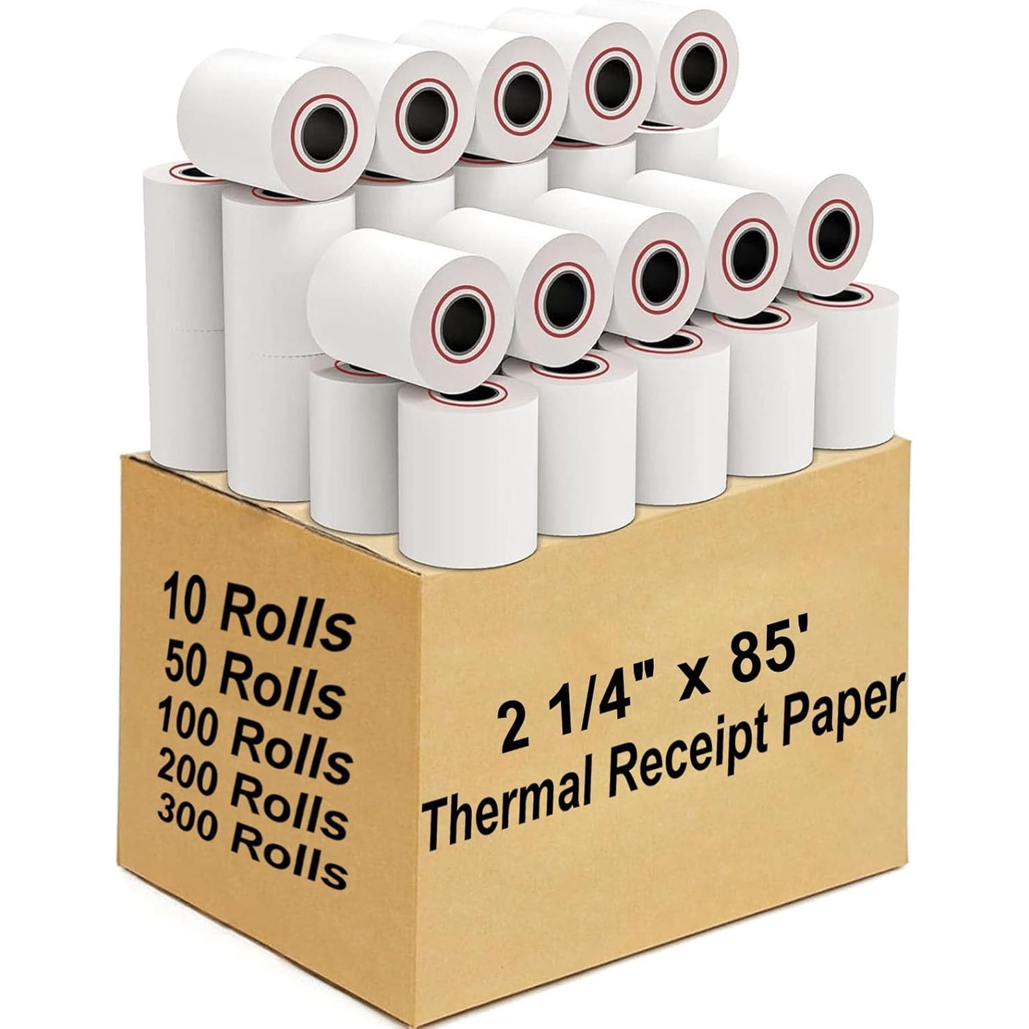 EKACO 2 1/4" x 85' Thermal Paper Rolls, 200-Count POS Cash Register Receipt Paper, High-Quality