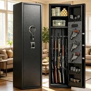 [No Assembly Required] Gun Safe for Rifles and Pistols, with Biometric Quick Access Gun Locker, Shotgun Safe, Large Gun Cabinet and Password Lock, 57" H for Home & Hunting for Enthusiasts