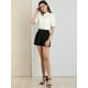 thumbnail image 2 of INSPIRE CHIC Blusas Elegante Con Cuello De Volantes Manga Corta Cuello Alto Camisa Con Botones Para Mujer Blanco L, 2 of 6