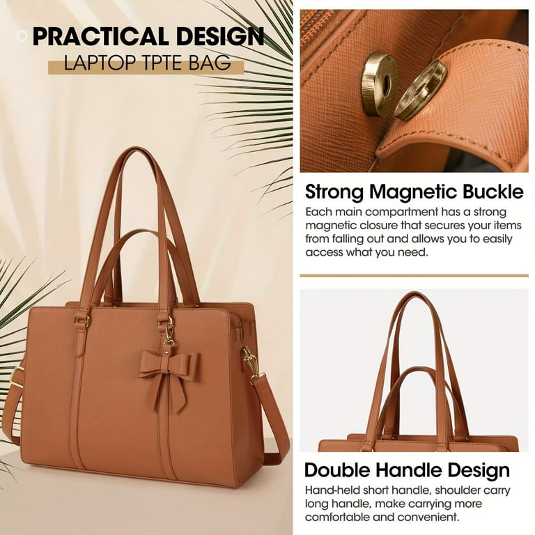 MICHROE Inch Laptop Tote Bag PU Leather Computer Bag Large