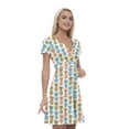 thumbnail image 1 of Women’s A Line Pineapple Summer Dress, Retro Triangle Arrangement, Cross Wrap V Neck, 6 Sizes, by Ambesonne, 1 of 2
