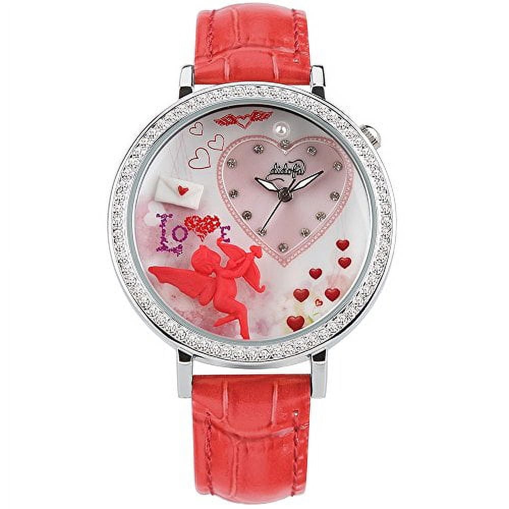 Playboy Watch Bunny Pink Leather Red Heart Crystal Playboy Watch Bunny Logo Red Heart Swarovski Crystals Pink  main image 3