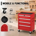 thumbnail image 5 of TacleeKii Rolling Tool Chest with Wheels, 4 Drawer Tool Storage Cabinet with Lock & Hooks, Red, 5 of 8